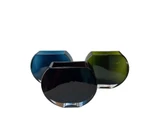 Blue, Ruby and Dark Green Glass Moon Vases