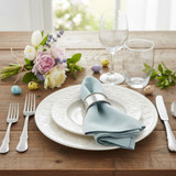 hammered cuff napkins ring spring time place setting