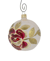 Rose on Champagne blown glass ball ornament
