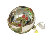 Back and underside of Poinsettia on Silver Ball Glass Ornament