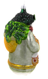 Back view of Large Blown Glass Woodland Snowman Ornament