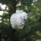 Blown Glass Sheep ornament with glitter  on tree