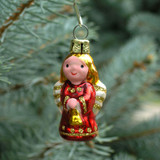 Miniature red angel ornament
