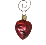 Miniature heart ornament with ribbed texture