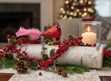 Cardinal Ornament used in a Christmasy Table Display