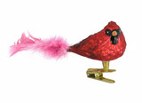 Cardinal Blown Glass Clip-on Ornament 
