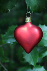 Small Blown Glass Heart Ornament - Matte Red