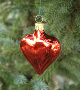 Small Shiny Glass Blown Heart Ornament
