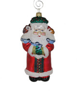 Large Woodland Santa with Bird Glass Ornament