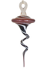 Flat Top Swirly Glass Ornament Red/White