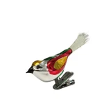 Red & Gold Glass Bird Ornament