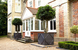 Hampton Squares flanking an entryway