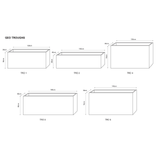 Line measurements of geo trough planters from Capital Garden Products