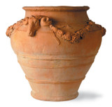 Large fiberglass urn in terracotta finish