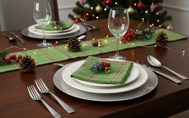 Merry & Bright Cloth Napkins in place setting