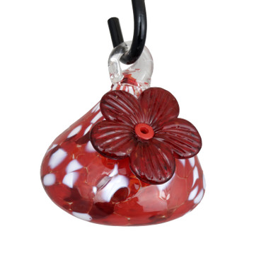 Humdinger Blown Glass Hummingbird Feeder - red and white