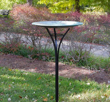 Elegant Copper Birdbath in Verdigris