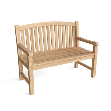Teak Garden Bench Chelsea style front