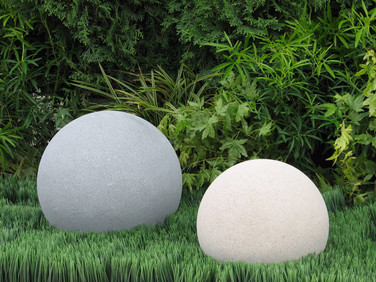 Cast Sandstone Garden Spheres - shown in Creme and Pewter