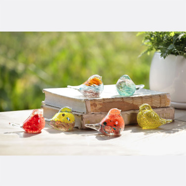 Set of 6 glass birds