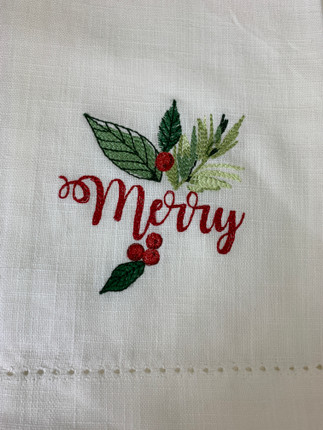Embroidered Merry Kitchen Dish Towl