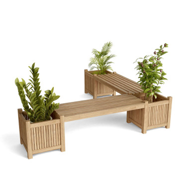 Teak planter bench
