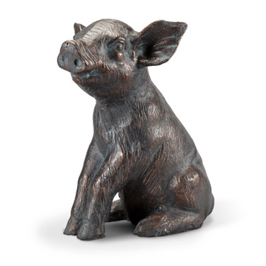 Perky Pig Statue aluminum with bronze finish