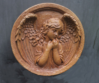 Angel Plaque Round 11.5" diameter sandstone finish