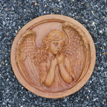 Angel Plaque Round 11.5" diameter sandstone finish
