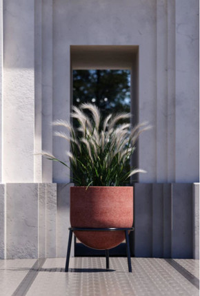 Ziva fiberstone round uplifted pot in red