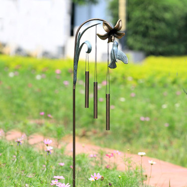 Staked Hummingbird Wind Chime
