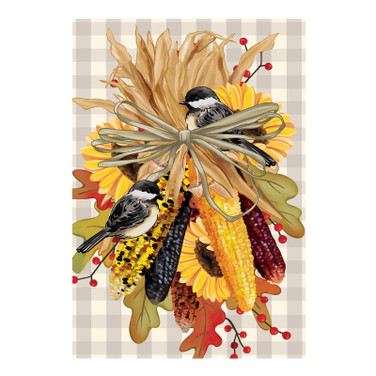 Flag with Ornamental Corn and Black Capped Chickadees