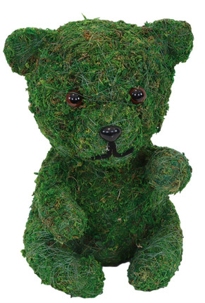 11" High Teddy Bear Mossed Topiary Frame
