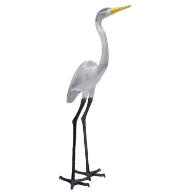 Cast aluminum white egret statue