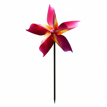 Pink Plumeria Paper Pinwheel on 24" stake