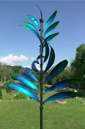 Blue Feather Wind Spinner stands 100" tall