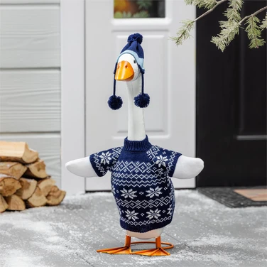 Giddy the Porch Goose with Blue Sweater