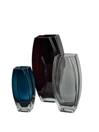 Tall Glass Vases in 3 sizes and 3 colors - Smoke, Ruby and Dark Blue