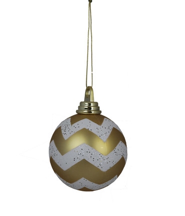 4" Chevron Gold/White Ornament - Shatterproof