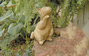 Standing Kitten Statue shown in sandstone pecan
