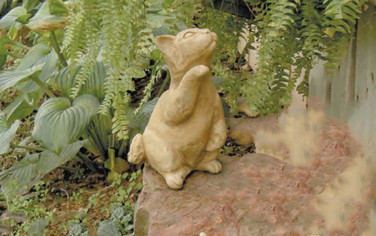 Standing Kitten Statue shown in sandstone pecan