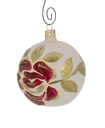Rose on Champagne blown glass ball ornament