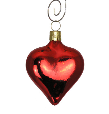 Small Shiny Glass Blown Heart Ornament