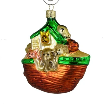 Noah's Arch Blown Glass Ornament side view