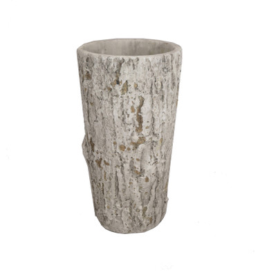Cement vase with bark finish