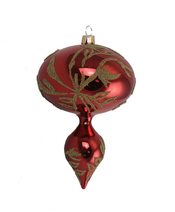 5" Red & Gold Floral Finial - Shatterproof
