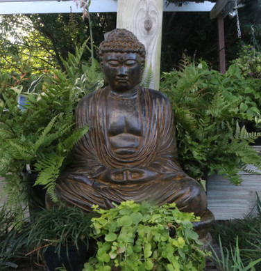 Sitting Buddha on Base - Aged Iron