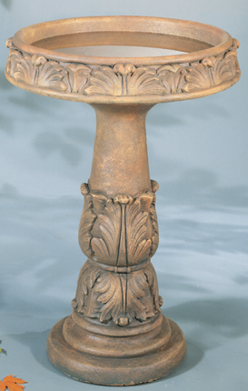 Grande Acanthus Bird Bath in a shown in Golden Moss