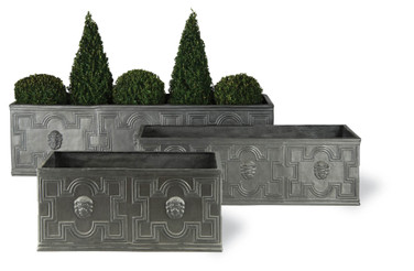 Elizabethan style trough planters of fiberglass