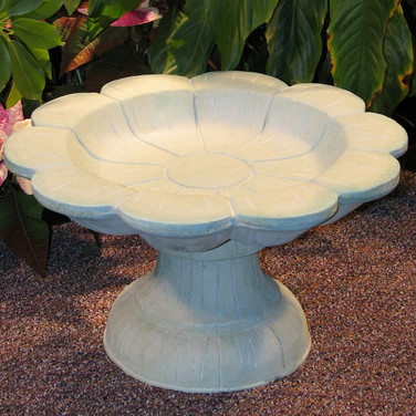 Cast Stone Flower Bird Bath in copper patina finish